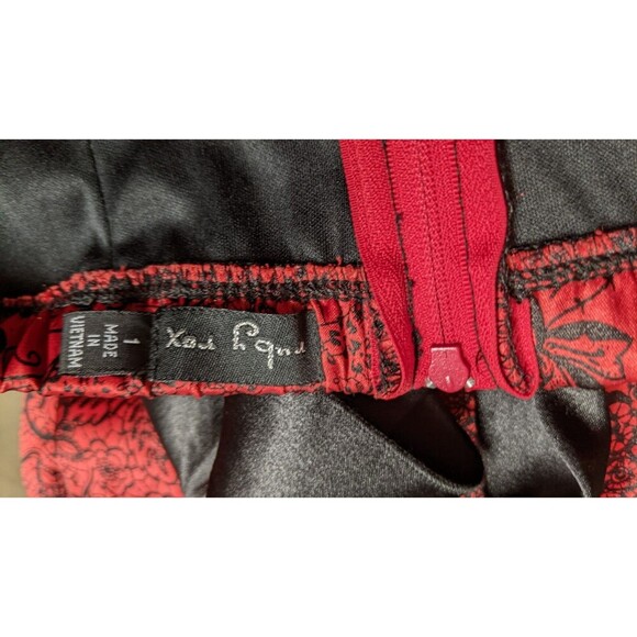 Women's Ruby Rox Red & Black Strapless Bubble Hem Dress W/Pick-Ups Bow Front 1 - Picture 8 of 10